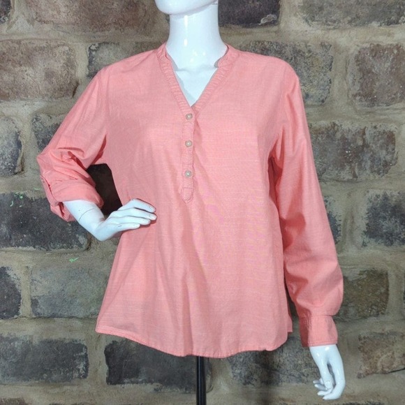 Riders by Lee Tunic Top Pink Long Sleeve Roll Tabs‎ Woman's Size Medium - Picture 1 of 10